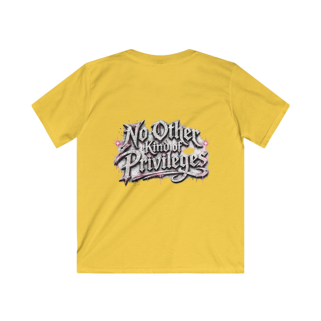 Kids Tee — "No Other Kind of Privilege" Graphic T‑Shirt (Edgy Pink Lettering)
