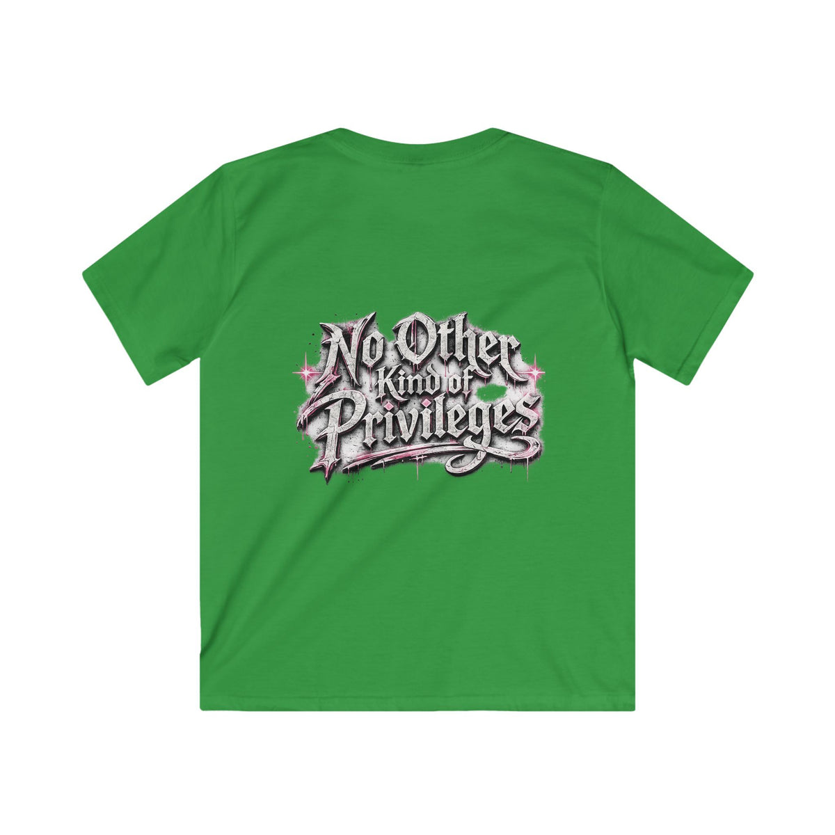 Kids Tee — "No Other Kind of Privilege" Graphic T‑Shirt (Edgy Pink Lettering)
