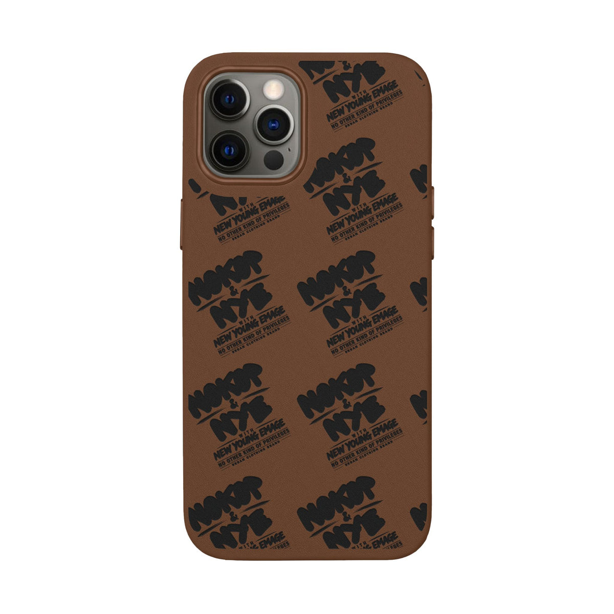 Nokop & Nye Engraved PU Leather Phone Case — Sleek Black Protective Case with Subtle Embossed Logo
