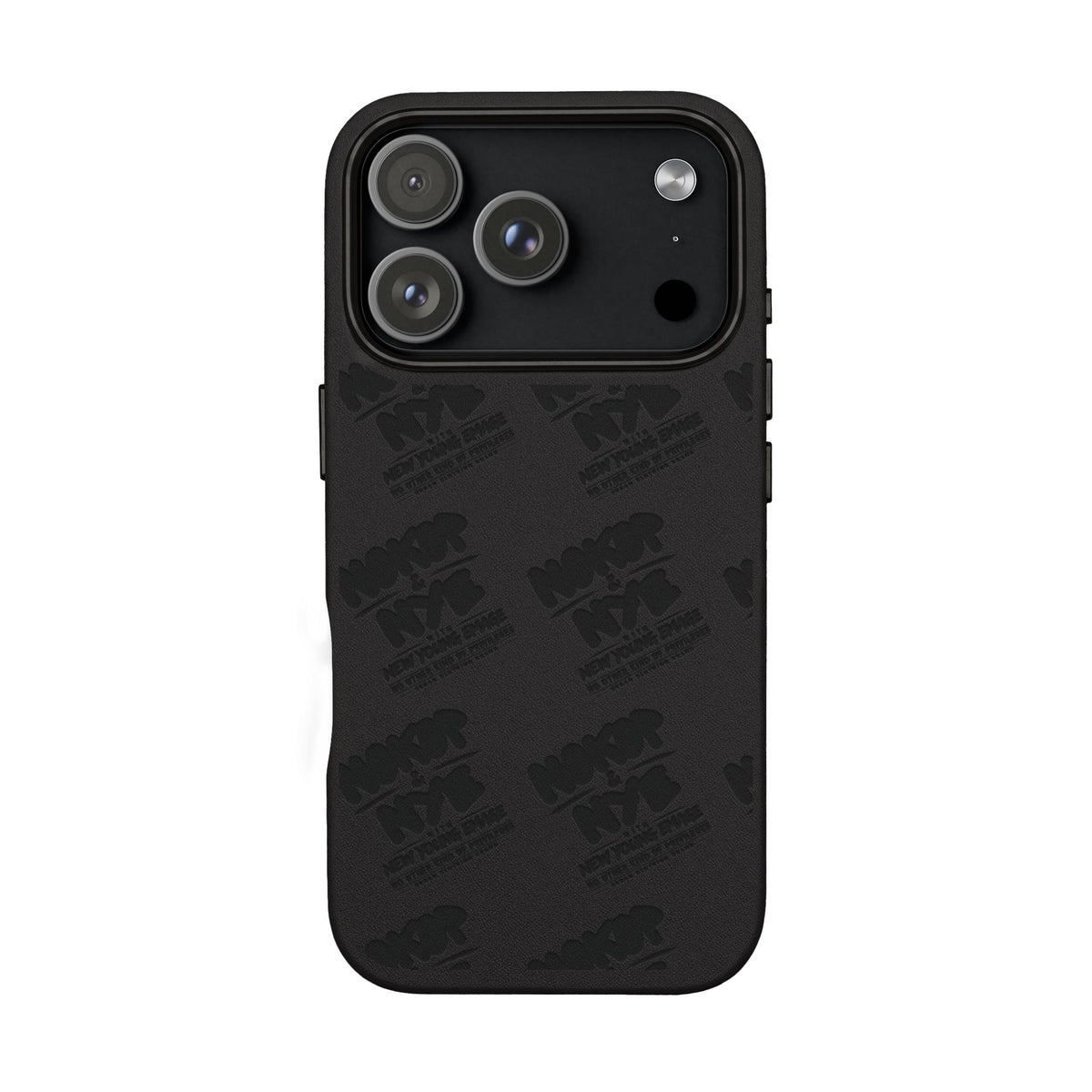Nokop & Nye Engraved PU Leather Phone Case — Sleek Black Protective Case with Subtle Embossed Logo