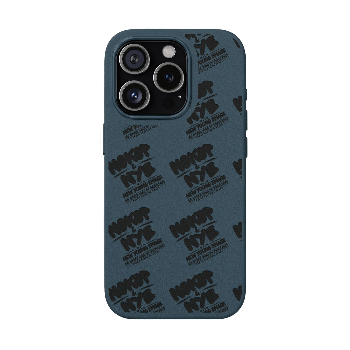 Nokop & Nye Engraved PU Leather Phone Case — Sleek Black Protective Case with Subtle Embossed Logo