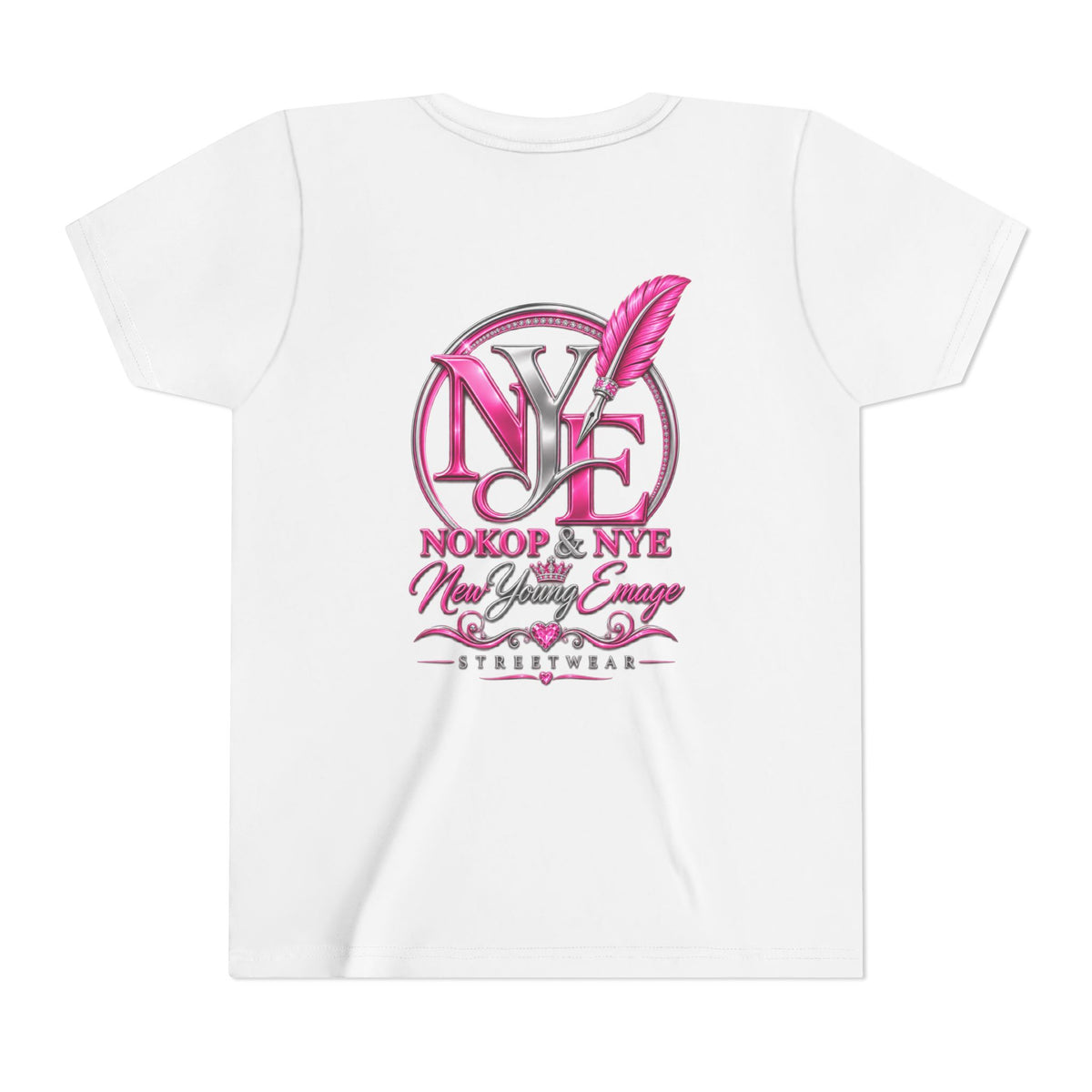 Youth Tee — Pink 'NOKOP & NYE' Streetwear Graphic Tee for Girls