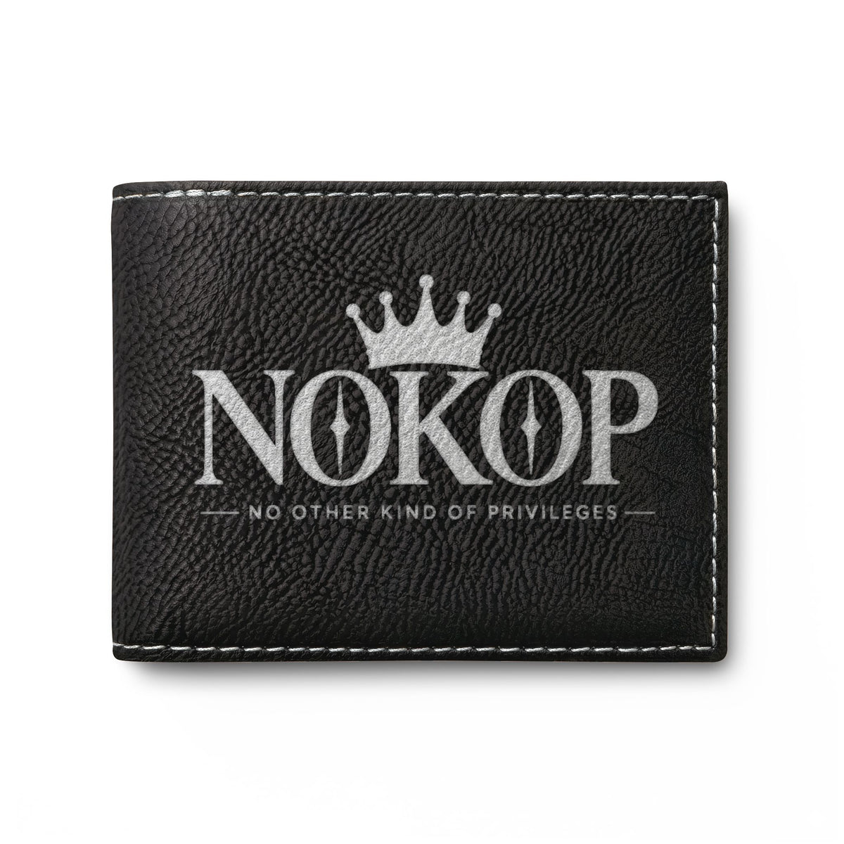 NOKOP Crown Bi-Fold Wallet — Leather RFID Flip Wallet with Logo