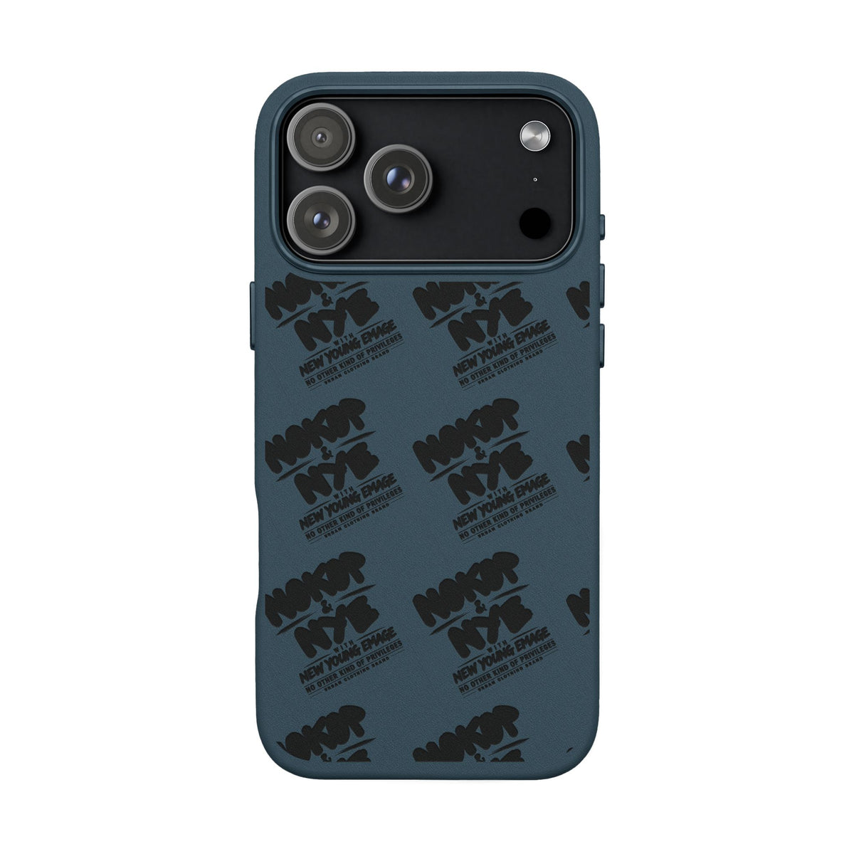 Nokop & Nye Engraved PU Leather Phone Case — Sleek Black Protective Case with Subtle Embossed Logo