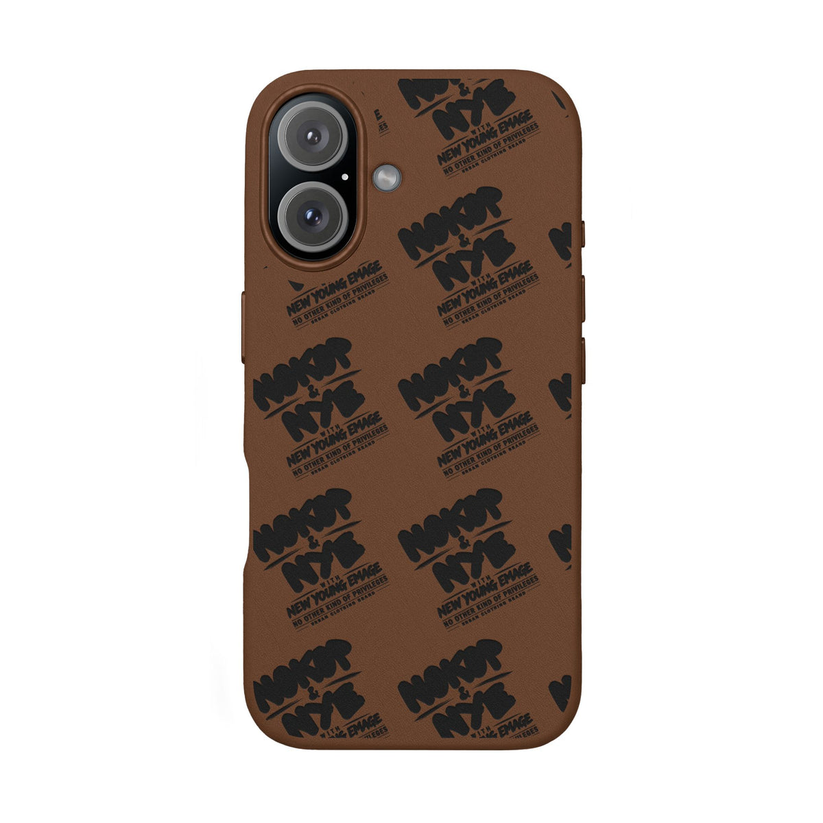 Nokop & Nye Engraved PU Leather Phone Case — Sleek Black Protective Case with Subtle Embossed Logo
