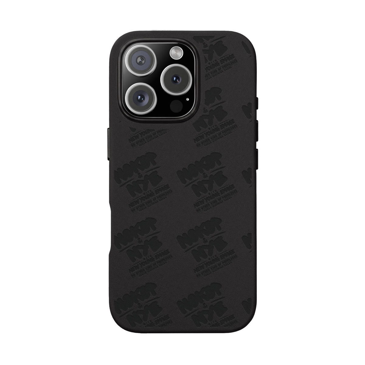 Nokop & Nye Engraved PU Leather Phone Case — Sleek Black Protective Case with Subtle Embossed Logo