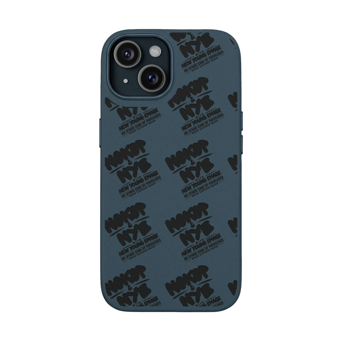 Nokop & Nye Engraved PU Leather Phone Case — Sleek Black Protective Case with Subtle Embossed Logo