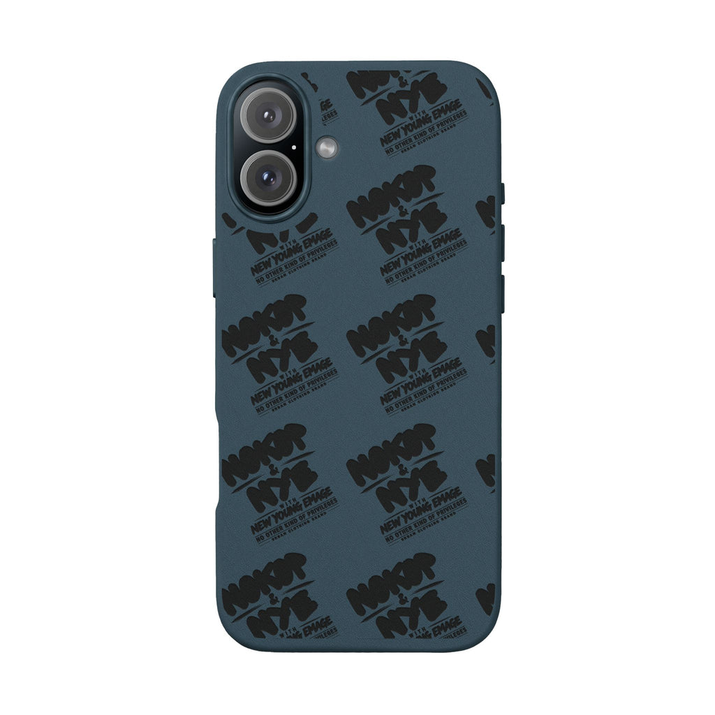 Nokop & Nye Engraved PU Leather Phone Case — Sleek Black Protective Case with Subtle Embossed Logo
