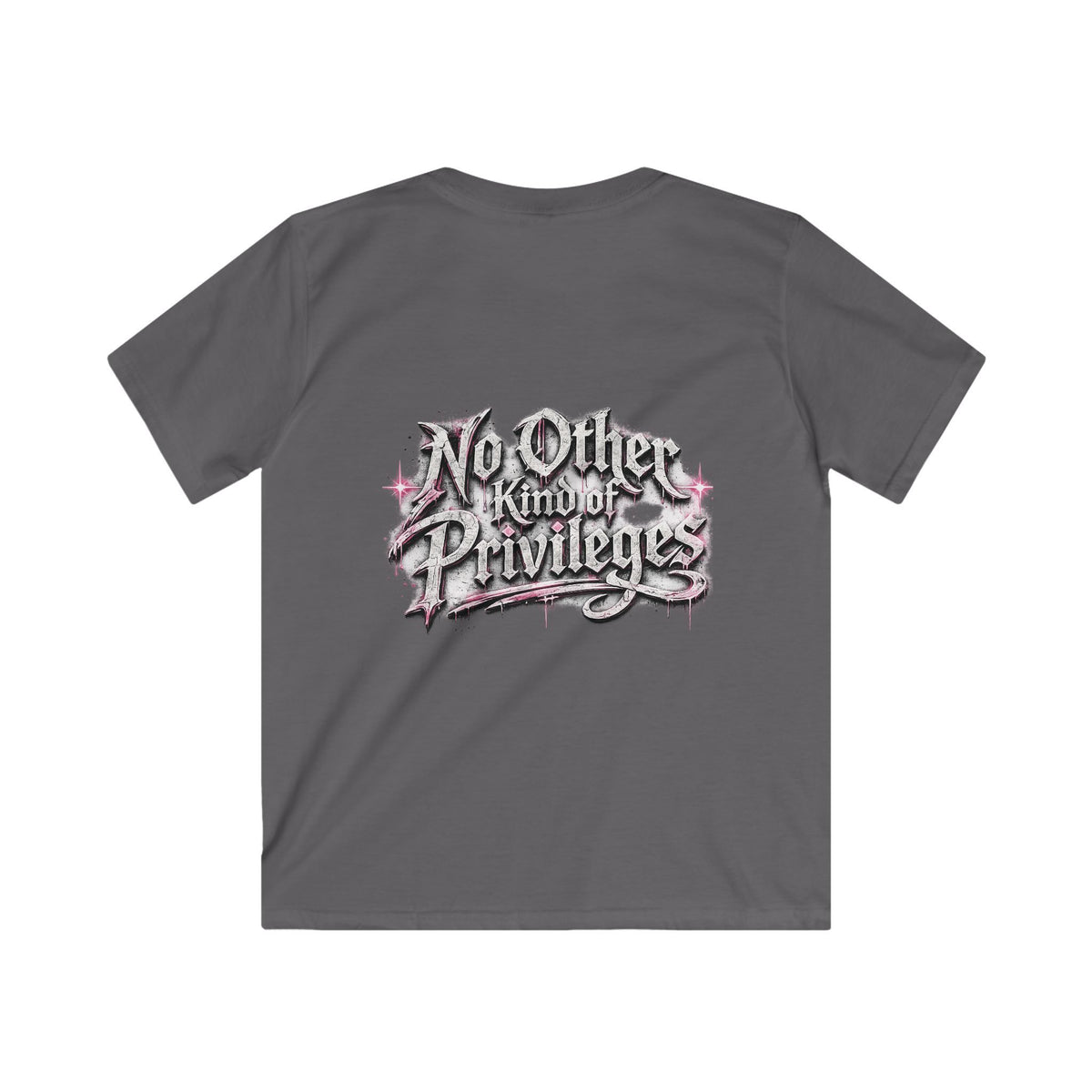 Kids Tee — "No Other Kind of Privilege" Graphic T‑Shirt (Edgy Pink Lettering)