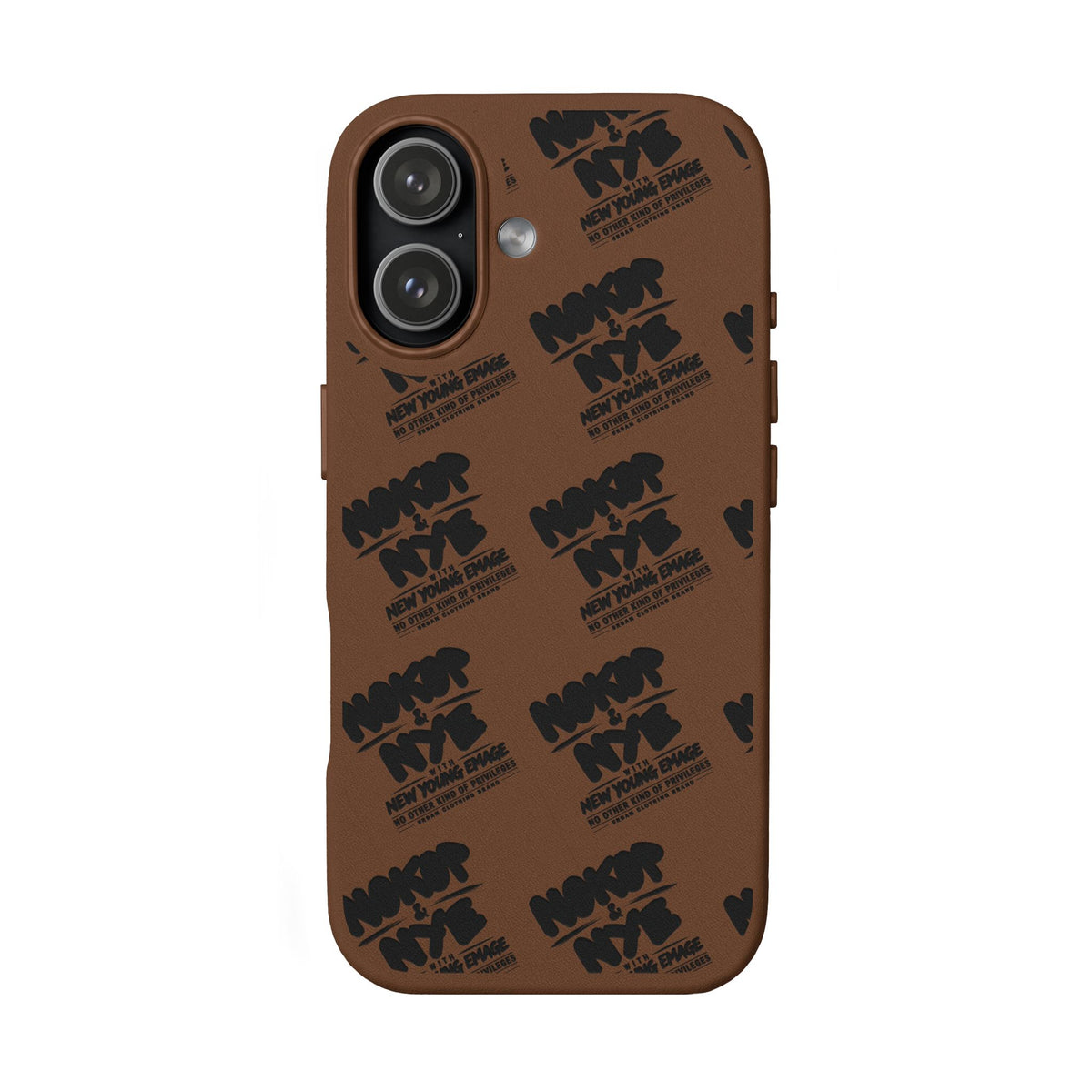 Nokop & Nye Engraved PU Leather Phone Case — Sleek Black Protective Case with Subtle Embossed Logo