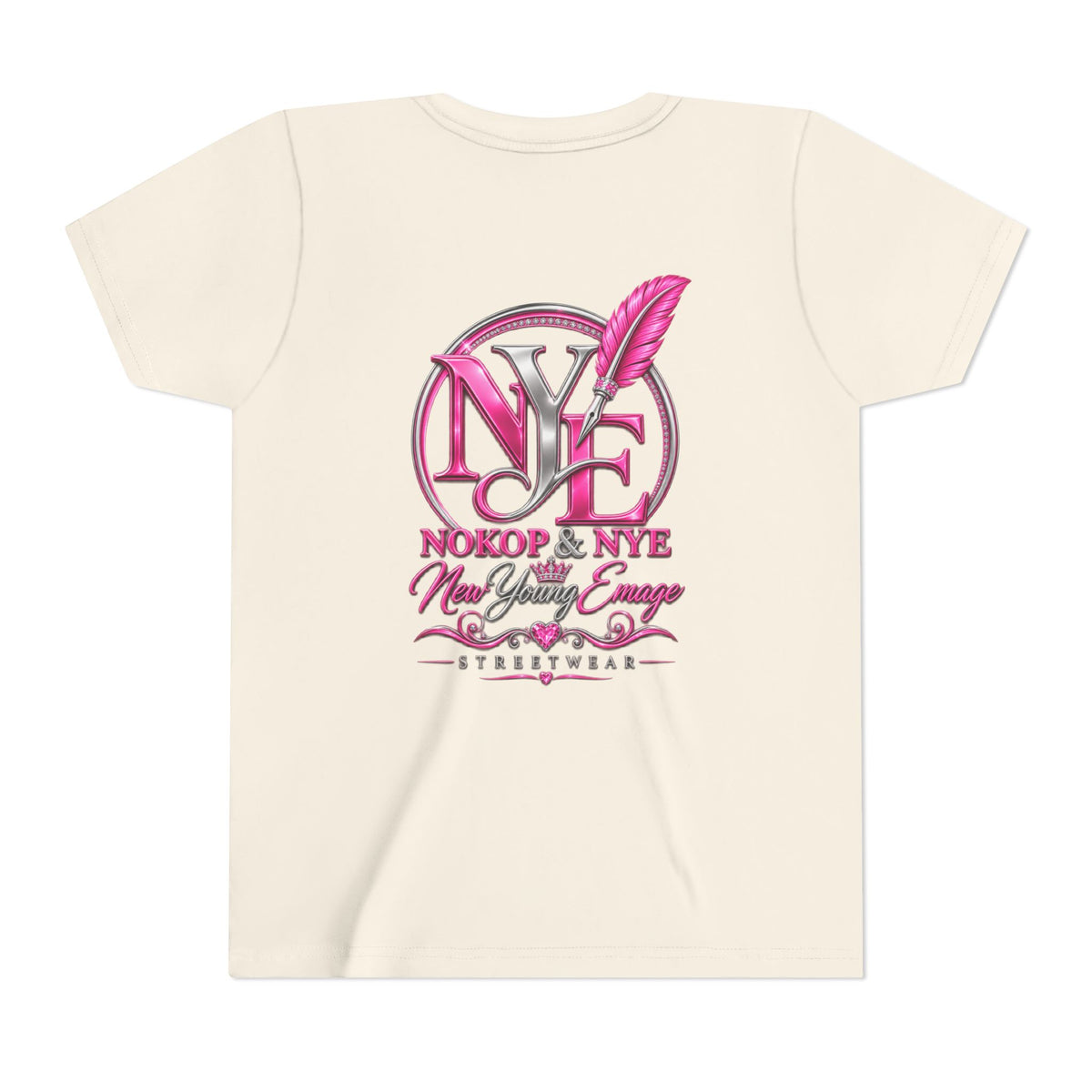 Youth Tee — Pink 'NOKOP & NYE' Streetwear Graphic Tee for Girls