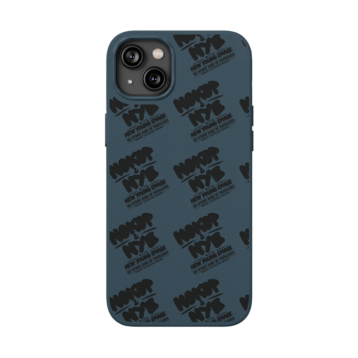 Nokop & Nye Engraved PU Leather Phone Case — Sleek Black Protective Case with Subtle Embossed Logo