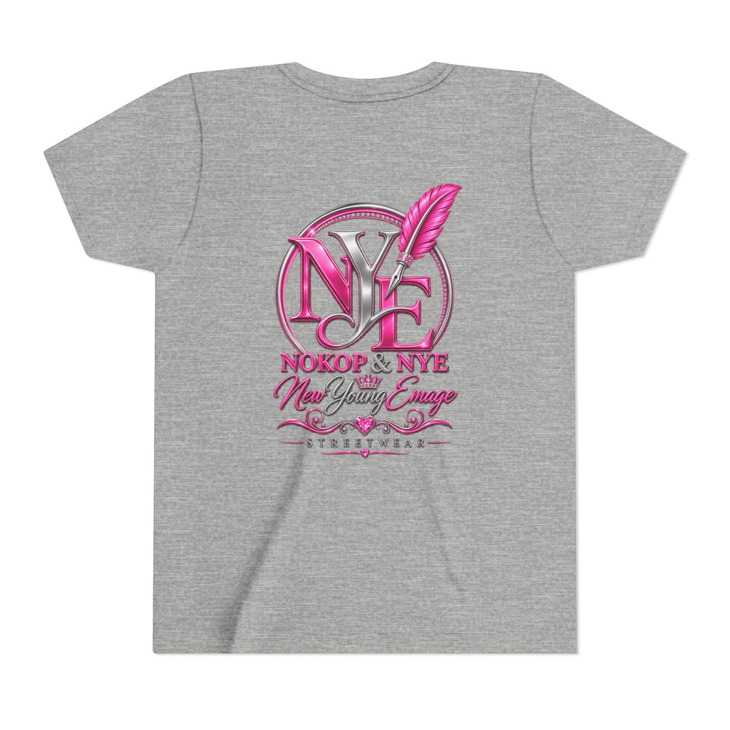 Youth Tee — Pink 'NOKOP & NYE' Streetwear Graphic Tee for Girls