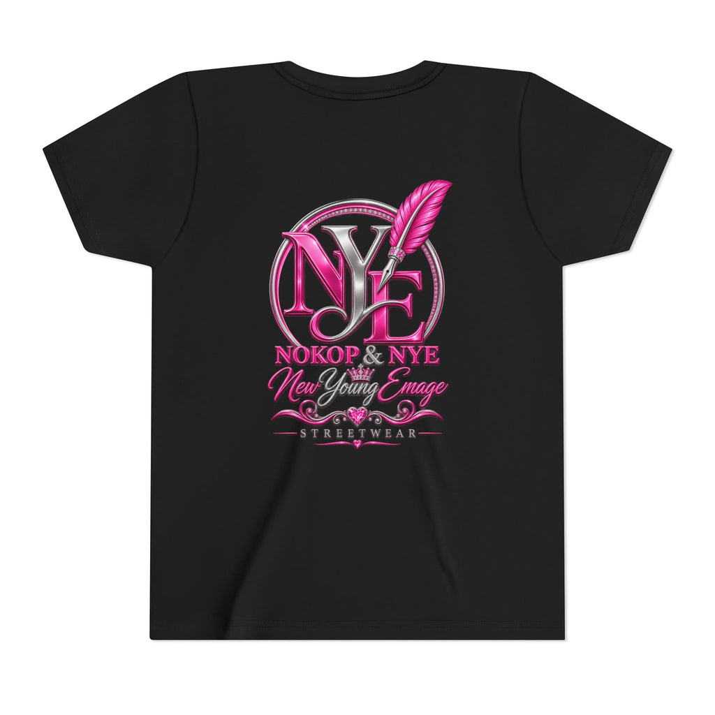 Youth Tee — Pink 'NOKOP & NYE' Streetwear Graphic Tee for Girls