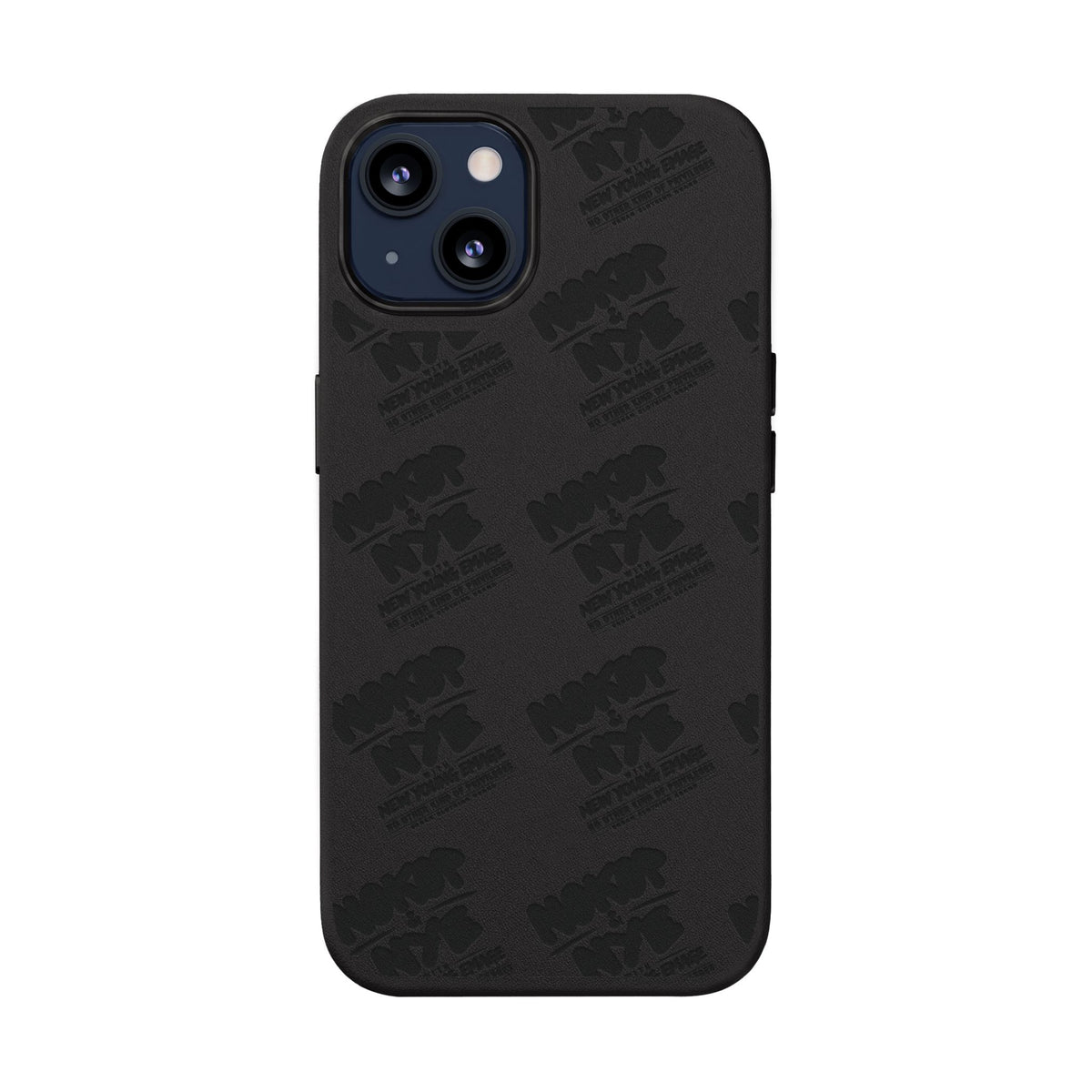 Nokop & Nye Engraved PU Leather Phone Case — Sleek Black Protective Case with Subtle Embossed Logo