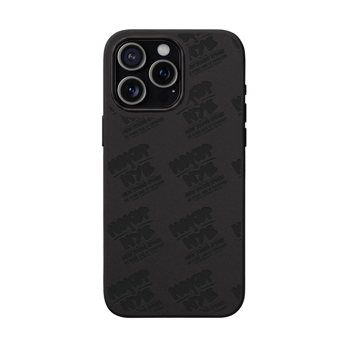 Nokop & Nye Engraved PU Leather Phone Case — Sleek Black Protective Case with Subtle Embossed Logo