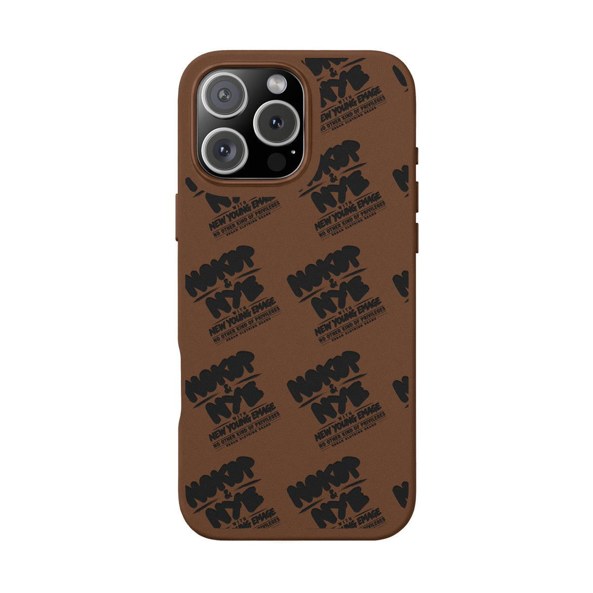 Nokop & Nye Engraved PU Leather Phone Case — Sleek Black Protective Case with Subtle Embossed Logo