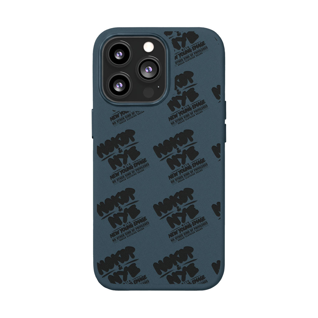 Nokop & Nye Engraved PU Leather Phone Case — Sleek Black Protective Case with Subtle Embossed Logo