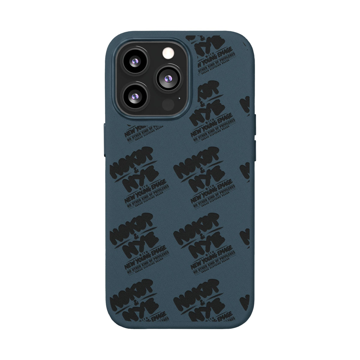 Nokop & Nye Engraved PU Leather Phone Case — Sleek Black Protective Case with Subtle Embossed Logo