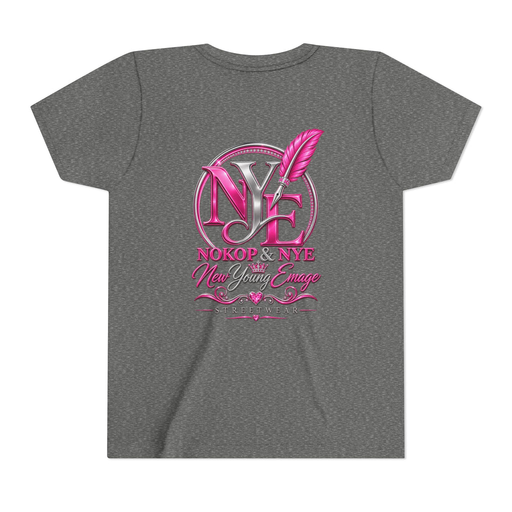 Youth Tee — Pink 'NOKOP & NYE' Streetwear Graphic Tee for Girls