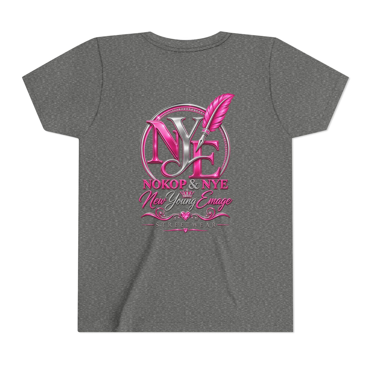 Youth Tee — Pink 'NOKOP & NYE' Streetwear Graphic Tee for Girls