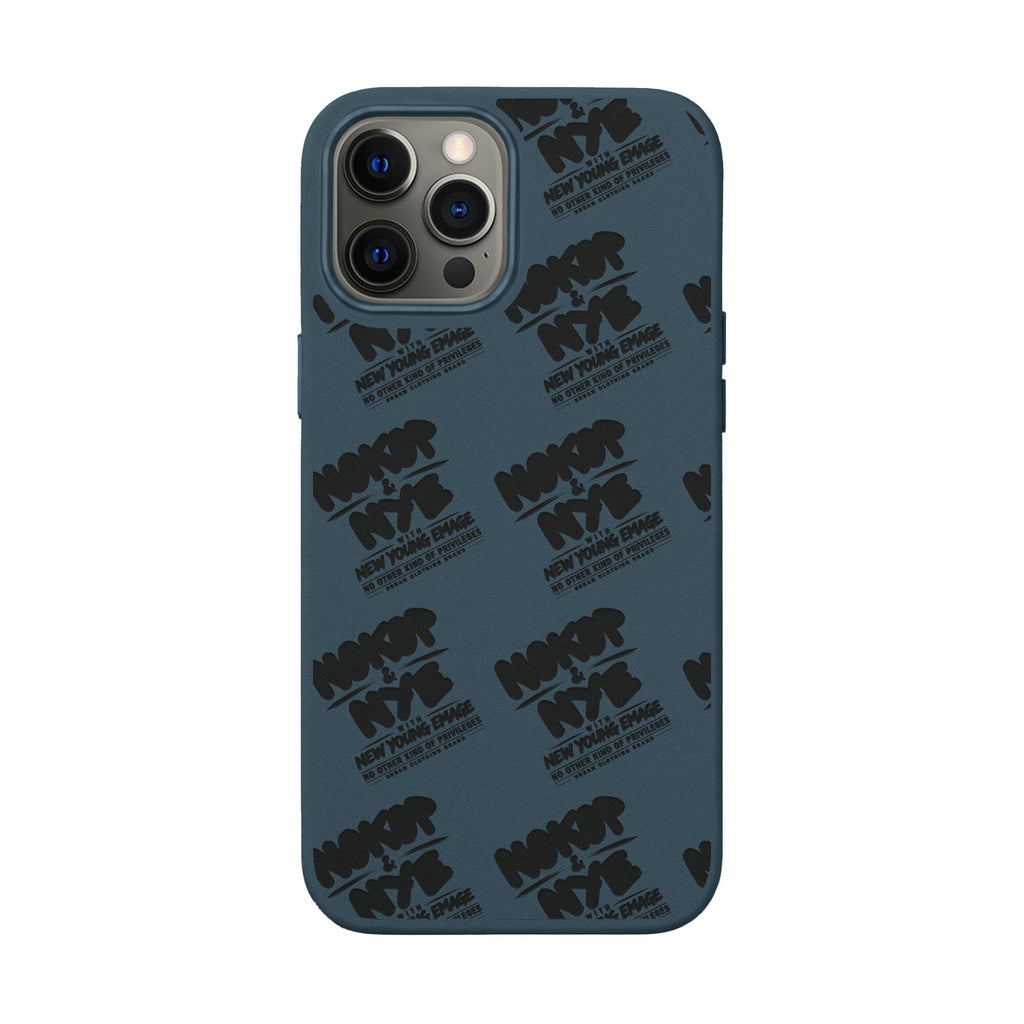 Nokop & Nye Engraved PU Leather Phone Case — Sleek Black Protective Case with Subtle Embossed Logo