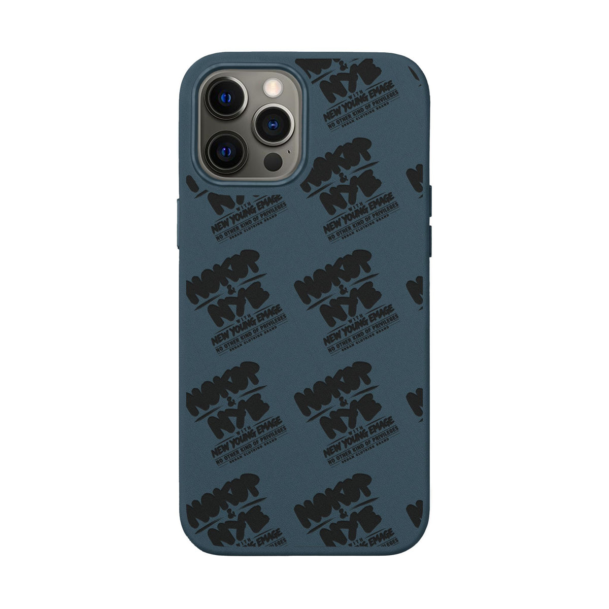 Nokop & Nye Engraved PU Leather Phone Case — Sleek Black Protective Case with Subtle Embossed Logo