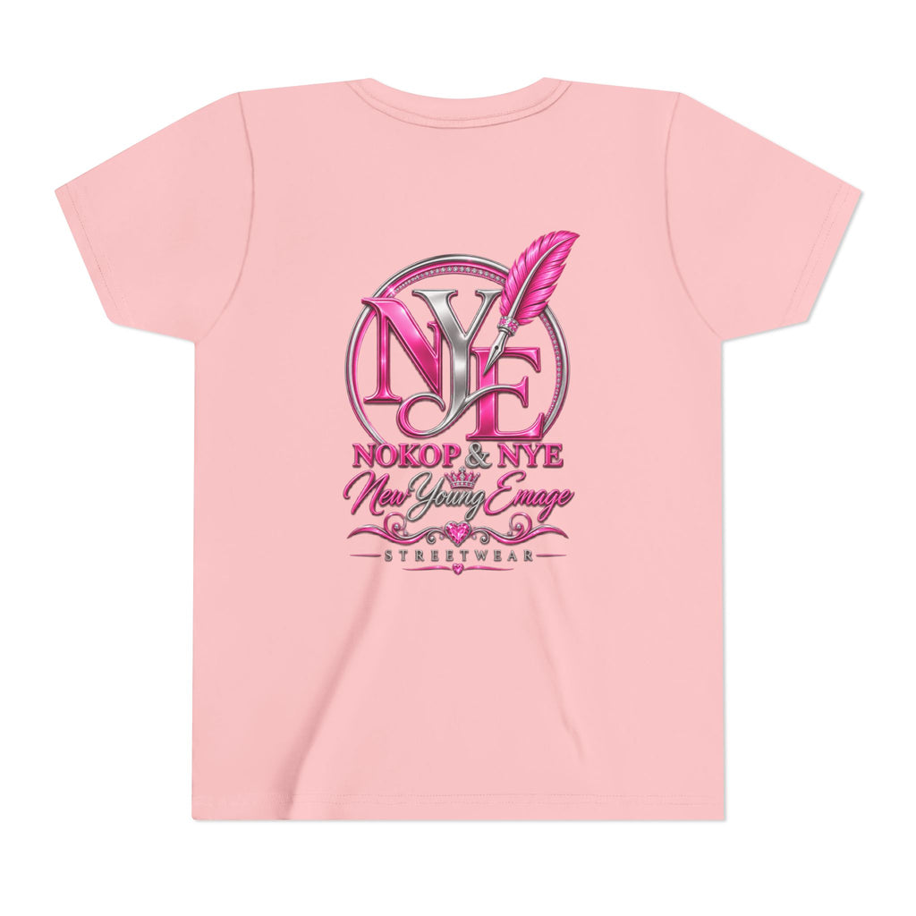 Youth Tee — Pink 'NOKOP & NYE' Streetwear Graphic Tee for Girls