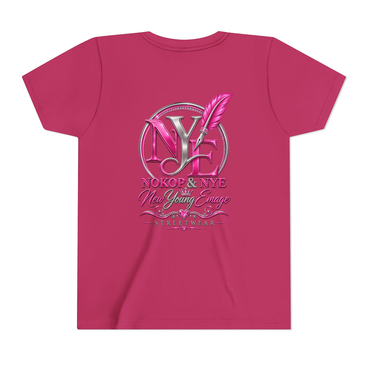Youth Tee — Pink 'NOKOP & NYE' Streetwear Graphic Tee for Girls