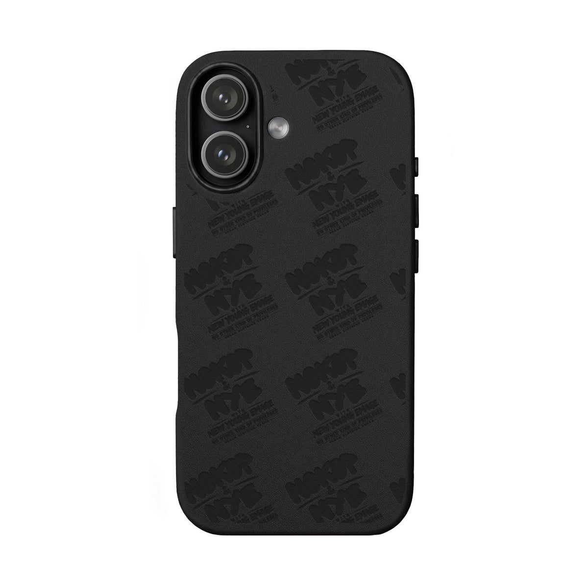 Nokop & Nye Engraved PU Leather Phone Case — Sleek Black Protective Case with Subtle Embossed Logo