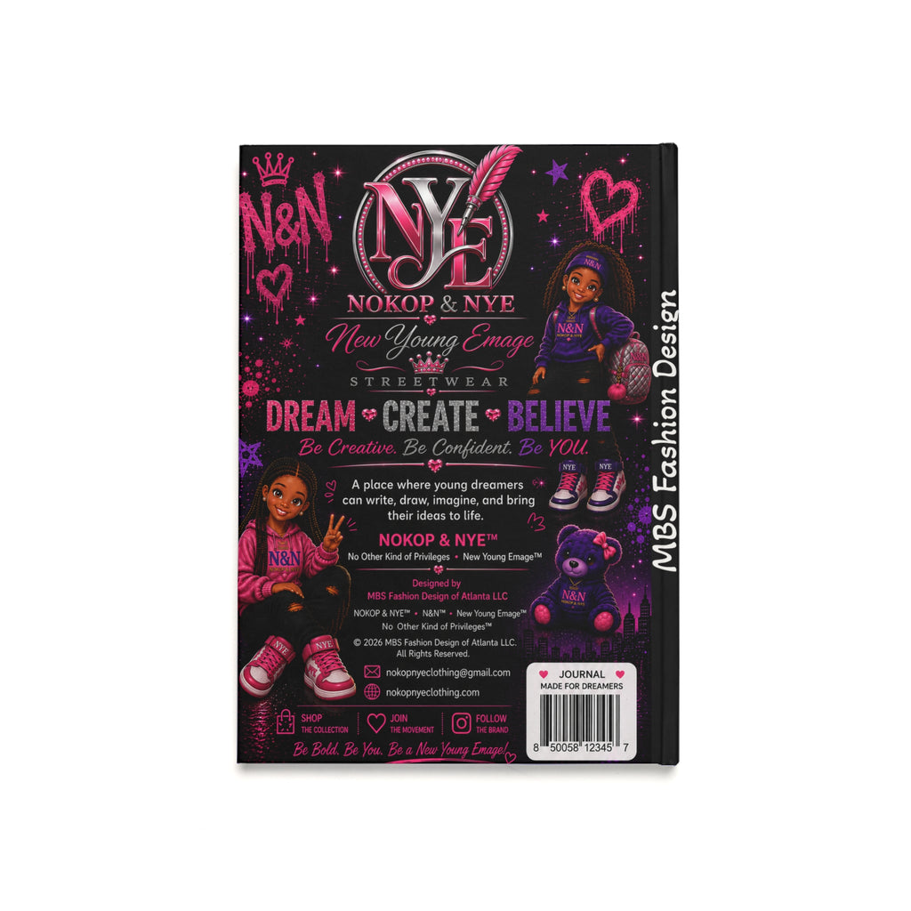 NYE Urban Pink Sisters Illustration & Vibrant Purple Wave A5 Hardcover Journal