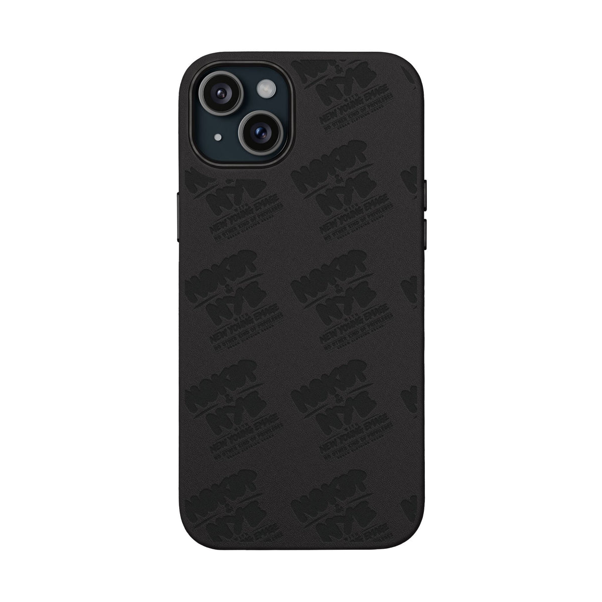 Nokop & Nye Engraved PU Leather Phone Case — Sleek Black Protective Case with Subtle Embossed Logo