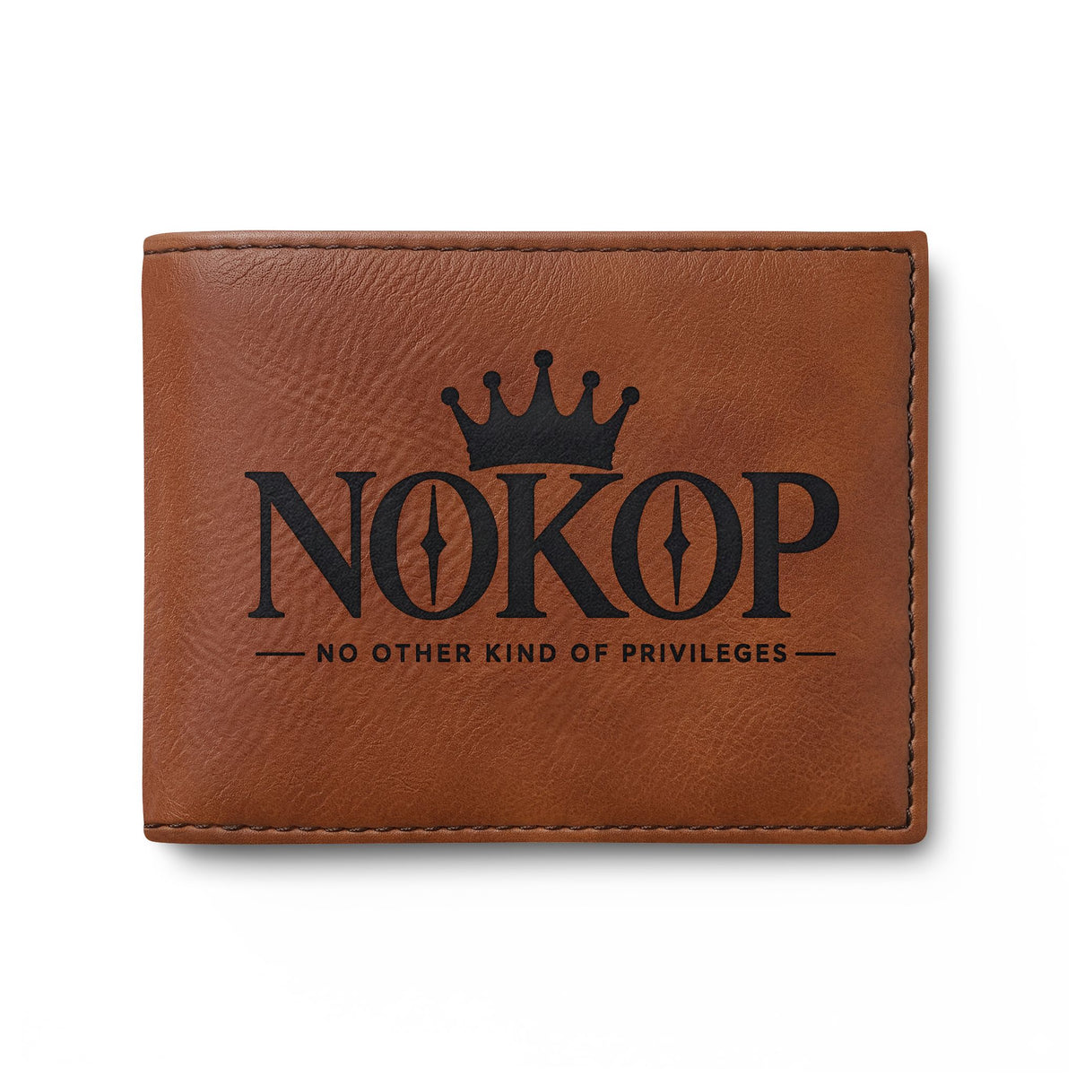 NOKOP Crown Bi-Fold Wallet — Leather RFID Flip Wallet with Logo