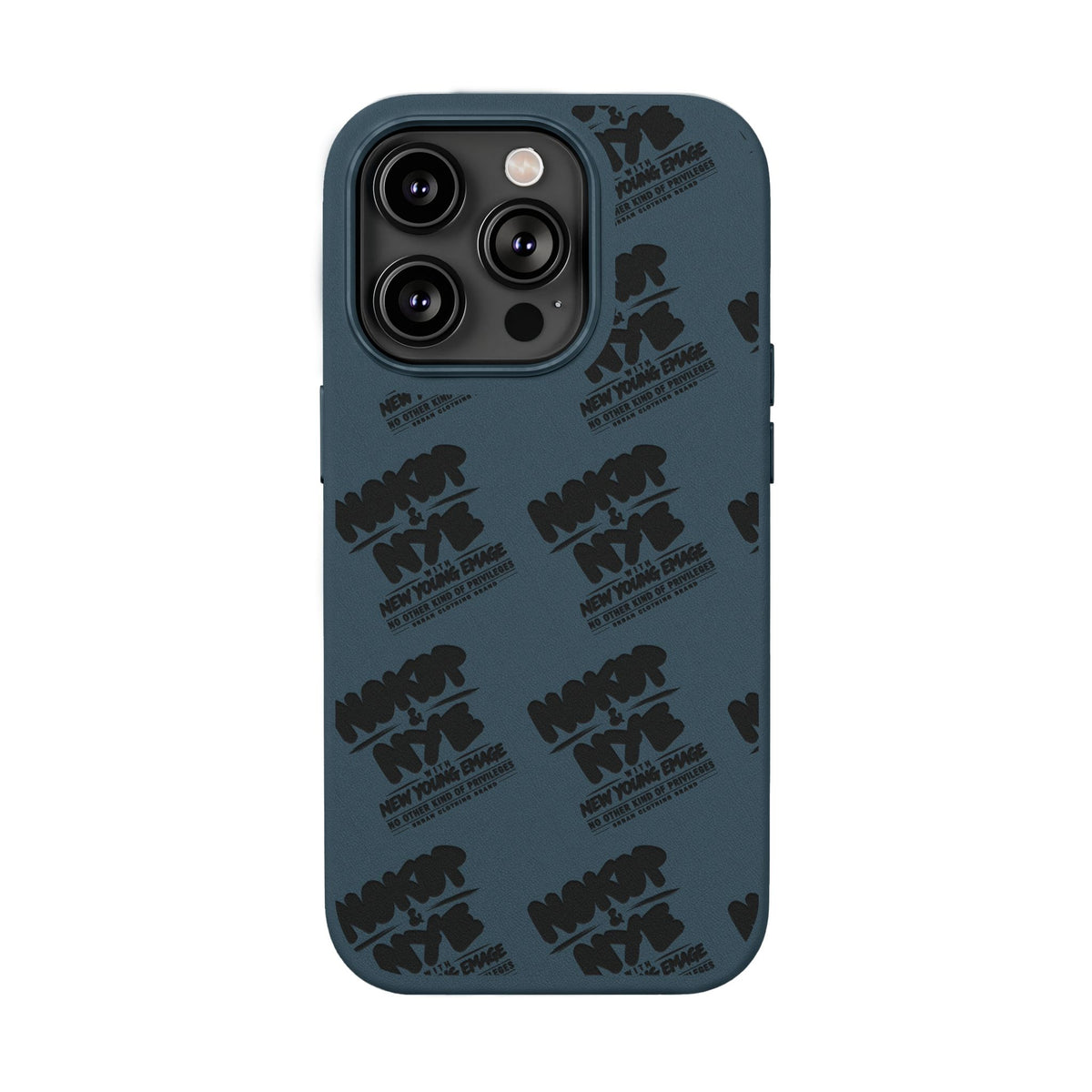 Nokop & Nye Engraved PU Leather Phone Case — Sleek Black Protective Case with Subtle Embossed Logo