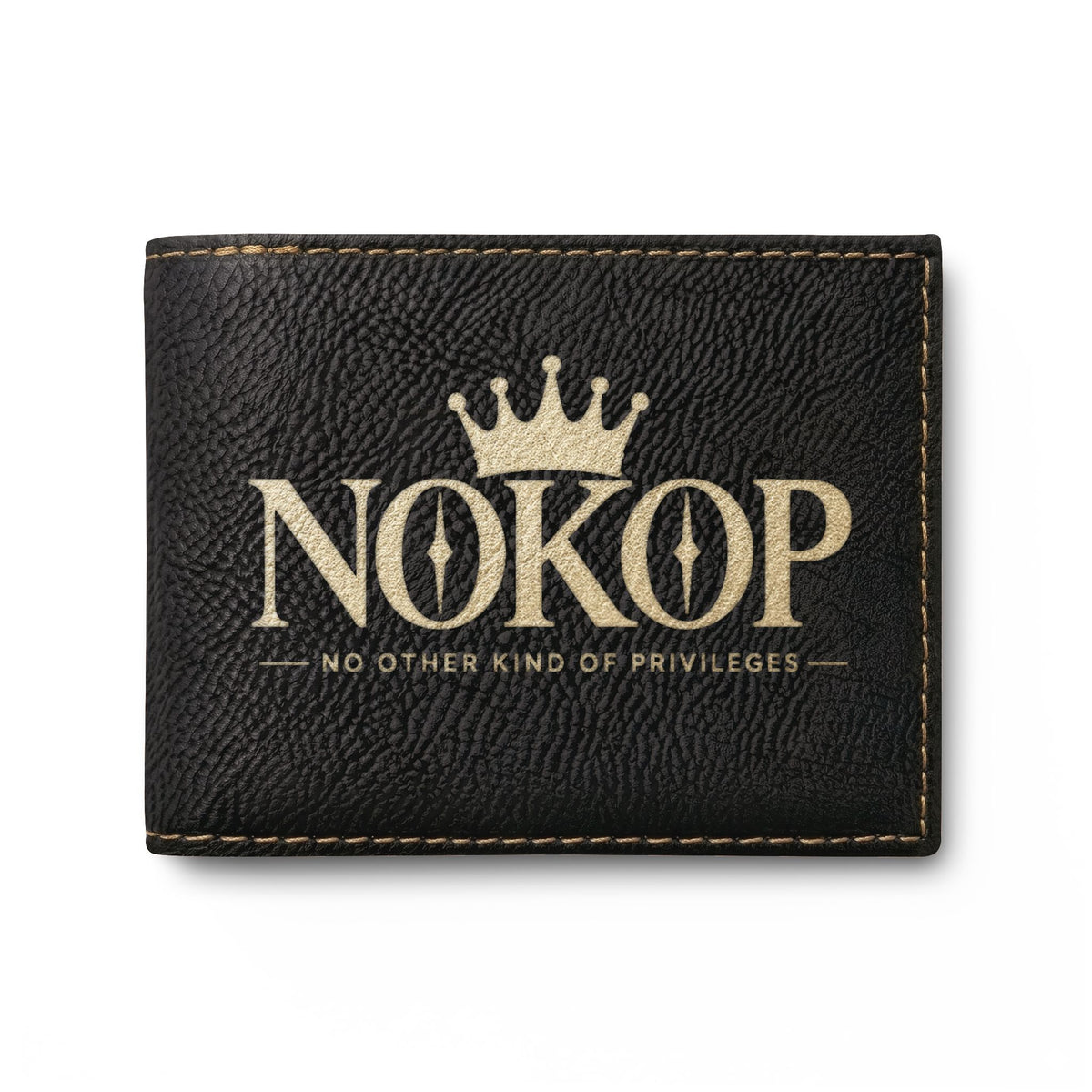 NOKOP Crown Bi-Fold Wallet — Leather RFID Flip Wallet with Logo