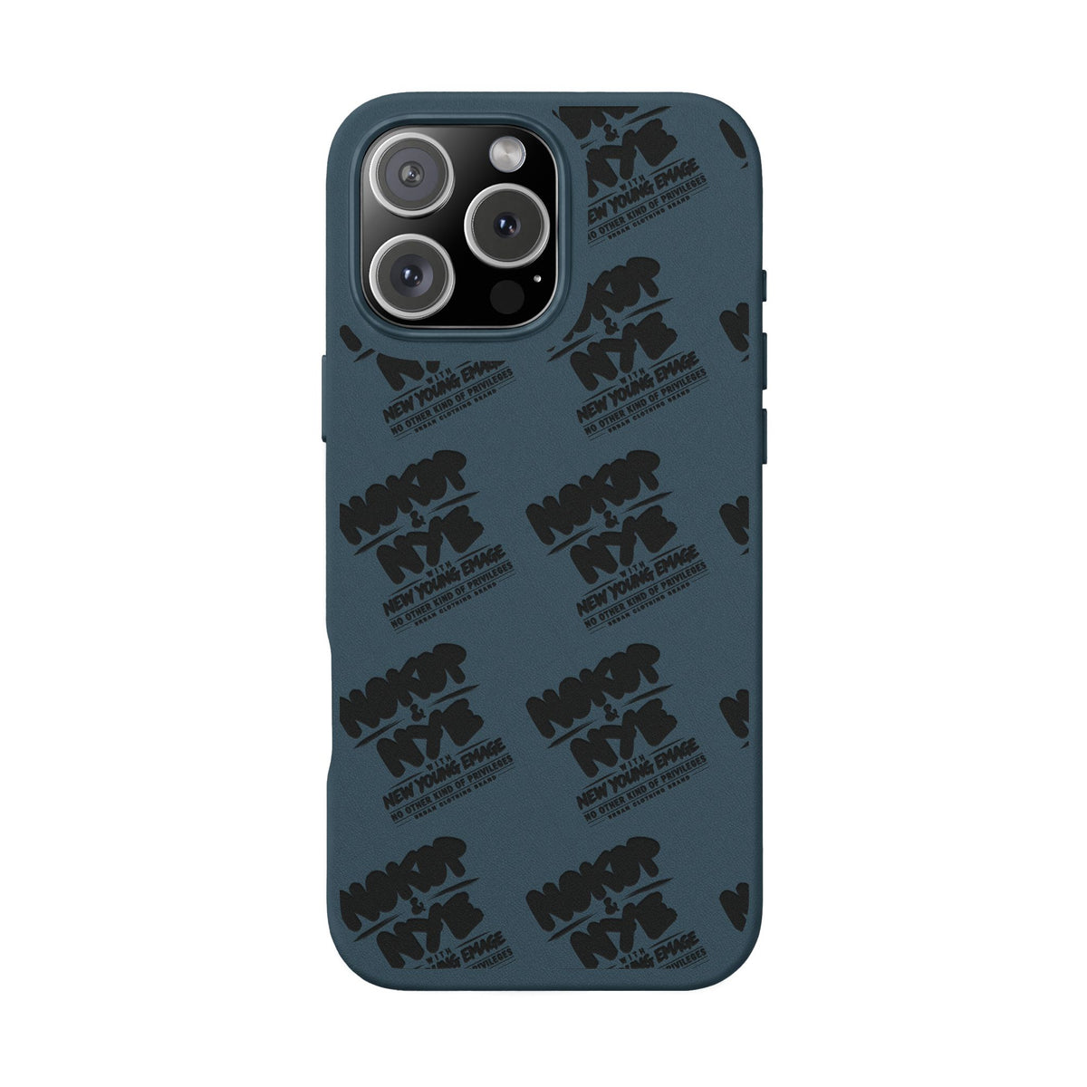 Nokop & Nye Engraved PU Leather Phone Case — Sleek Black Protective Case with Subtle Embossed Logo