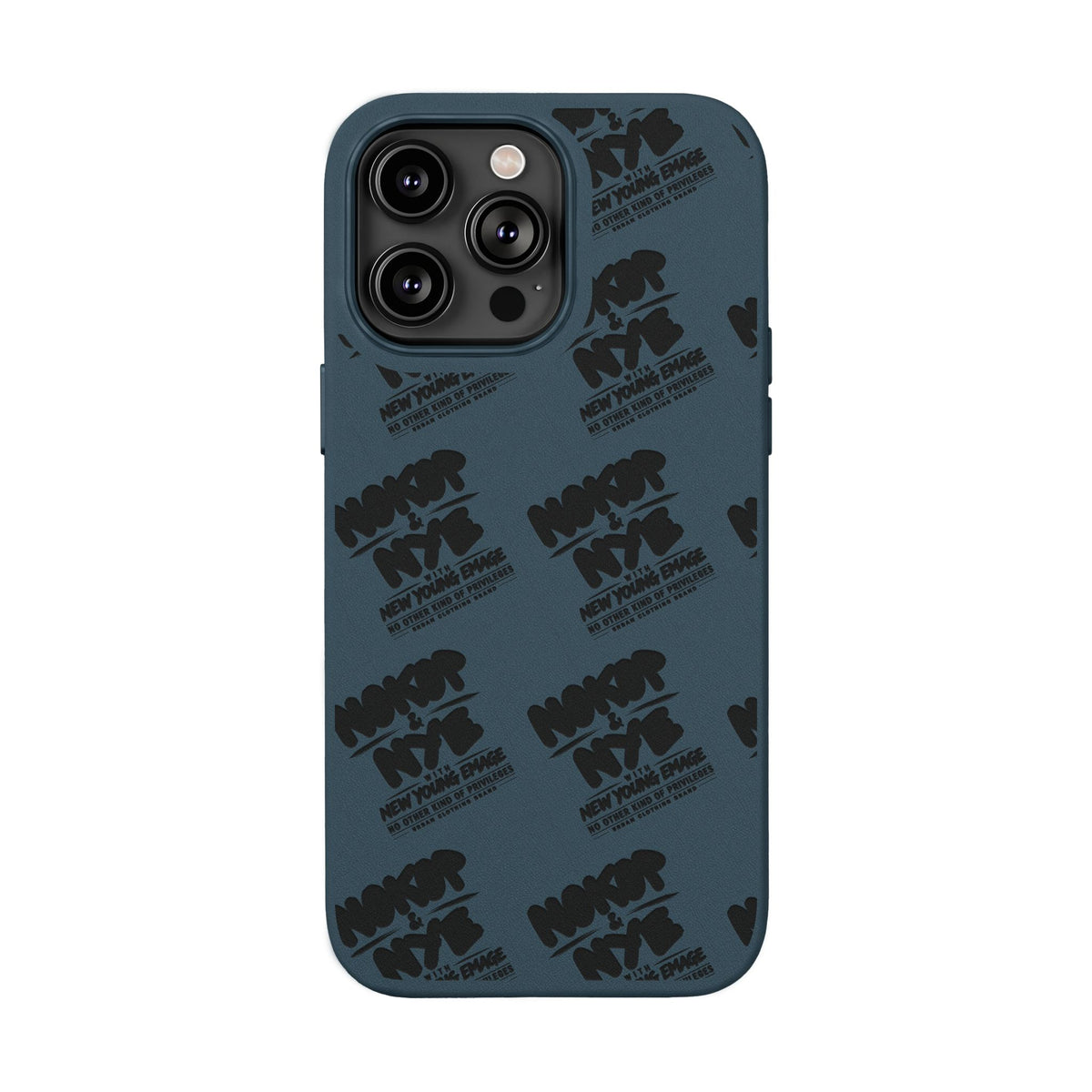 Nokop & Nye Engraved PU Leather Phone Case — Sleek Black Protective Case with Subtle Embossed Logo