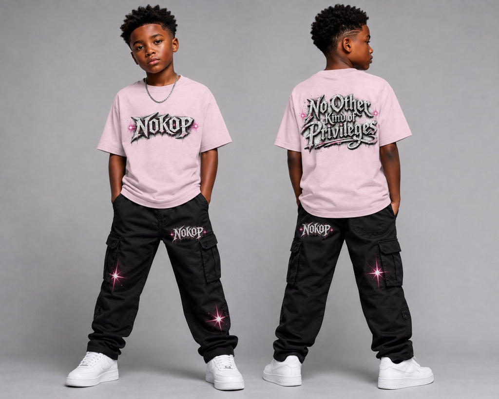Kids Tee — "No Other Kind of Privilege" Graphic T‑Shirt (Edgy Pink Lettering)