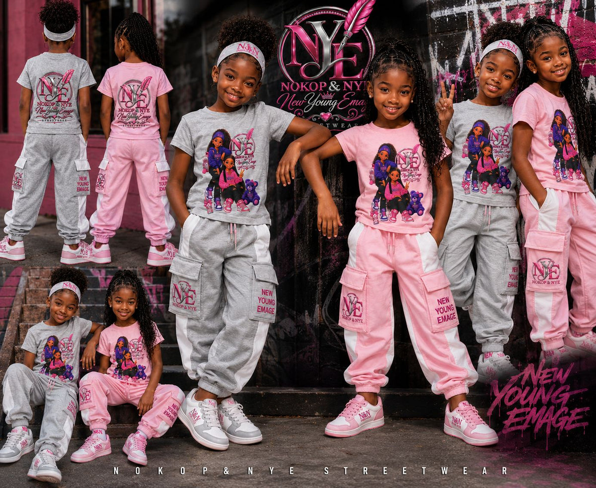 Youth Tee — Pink 'NOKOP & NYE' Streetwear Graphic Tee for Girls