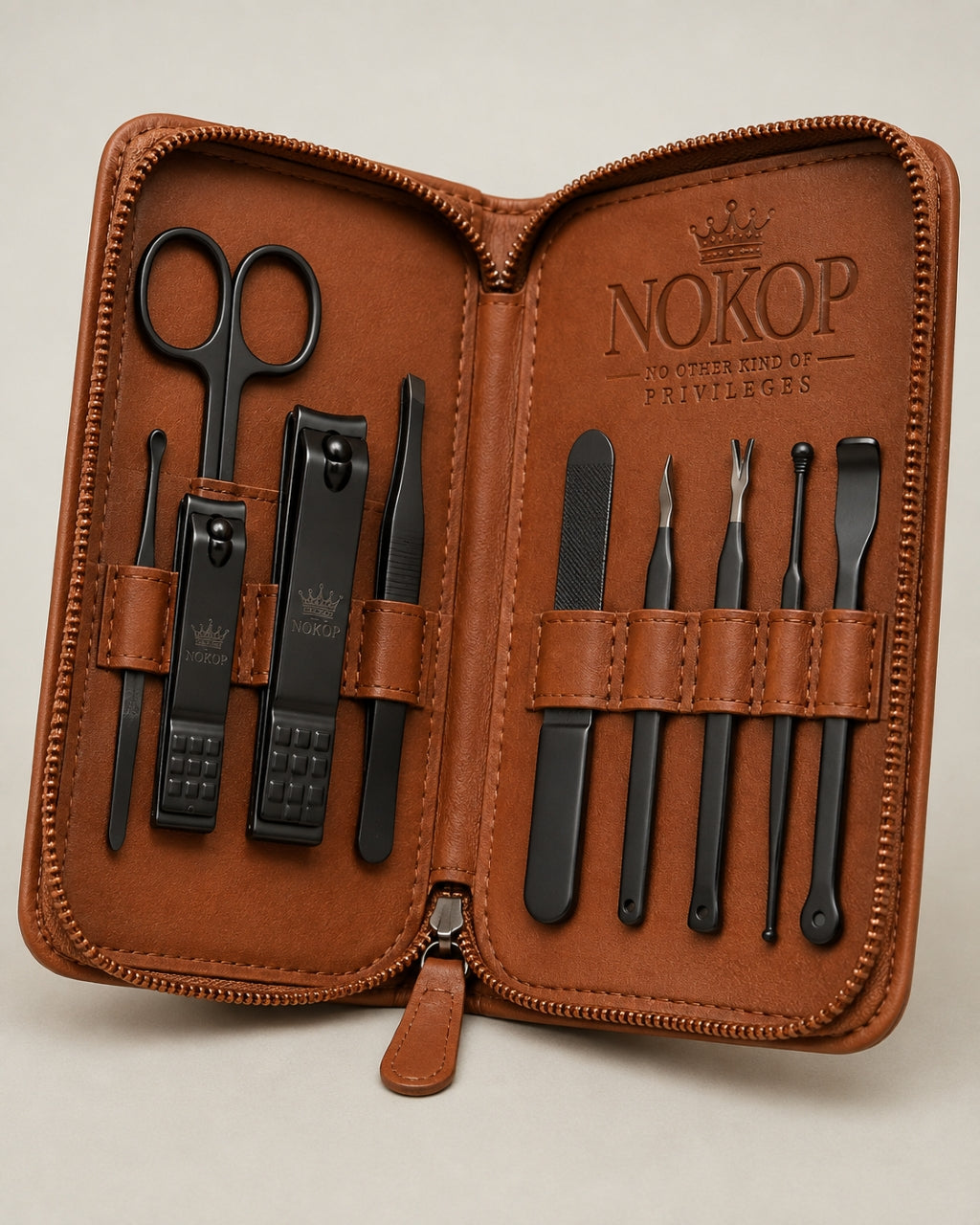 Mens Grooming Set - "NOKOP: No Other Kind Of Privileges" Leather Travel Kit