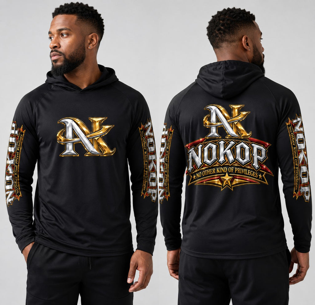 Gold & Silver NK Workwear Pro Long Sleeve Hooded Tee