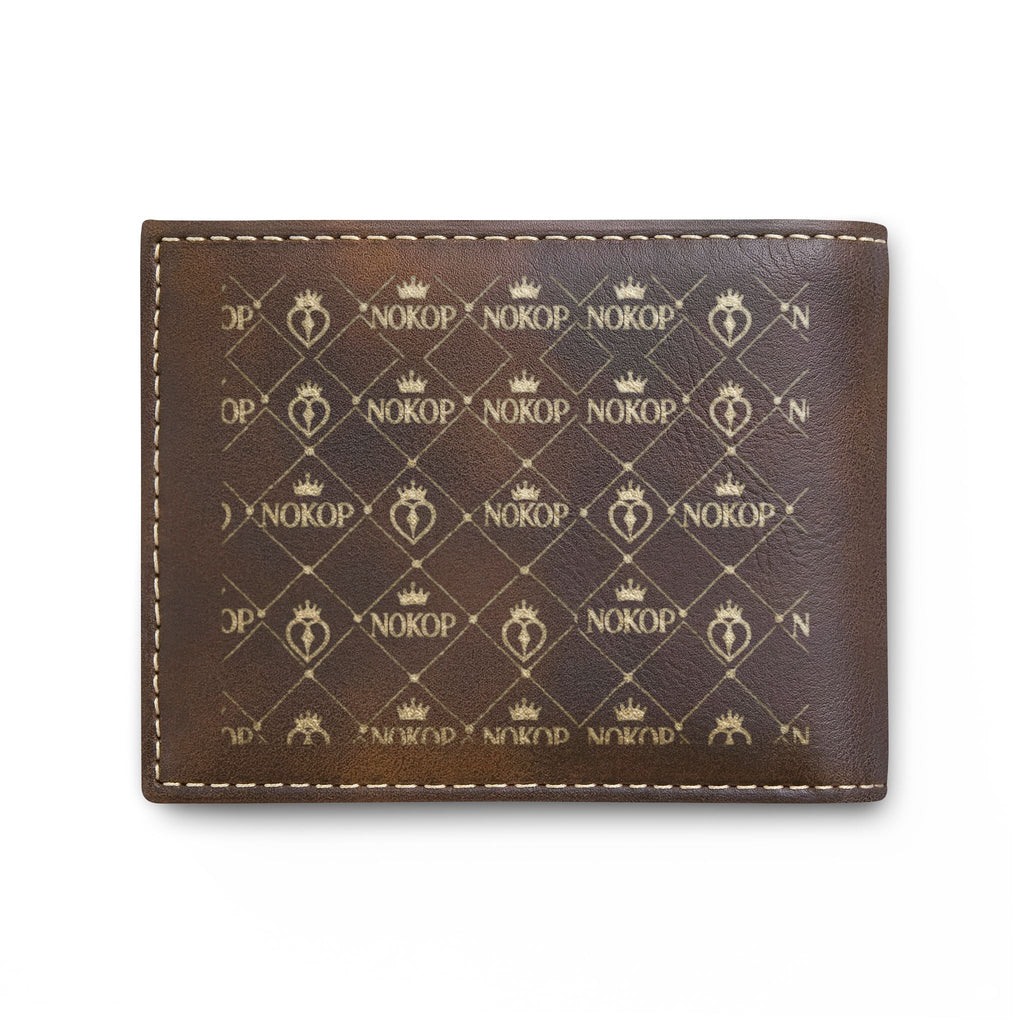 NOKOP Crown Bi-Fold Wallet — Leather RFID Flip Wallet with Logo