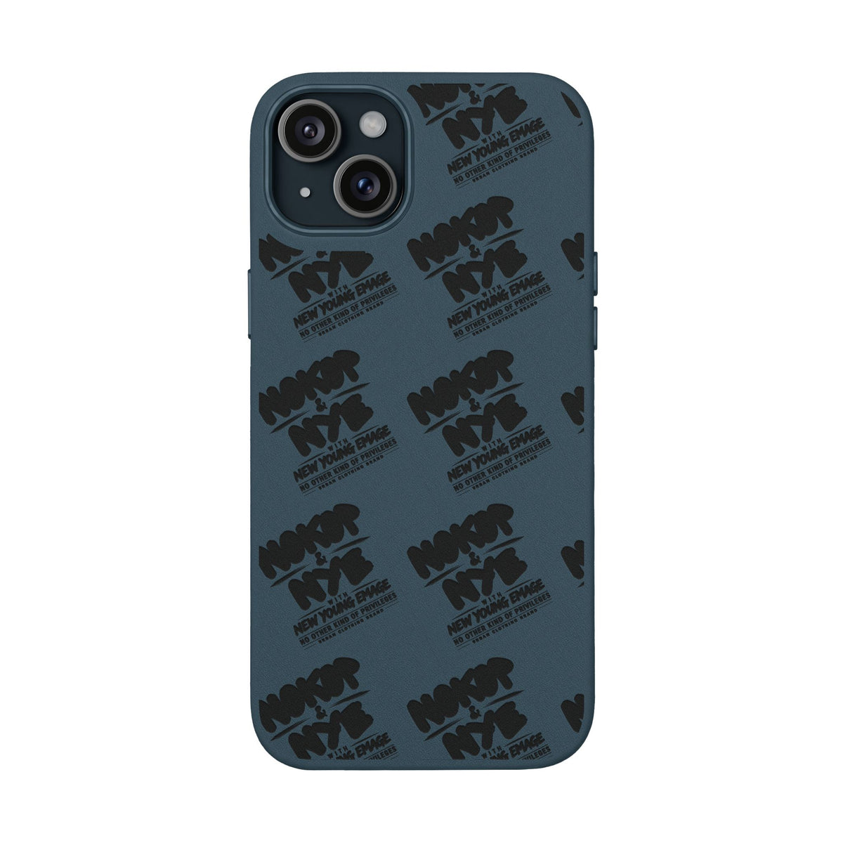 Nokop & Nye Engraved PU Leather Phone Case — Sleek Black Protective Case with Subtle Embossed Logo