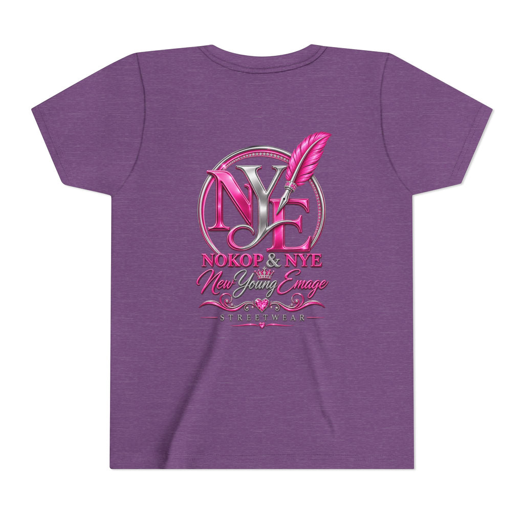 Youth Tee — Pink 'NOKOP & NYE' Streetwear Graphic Tee for Girls