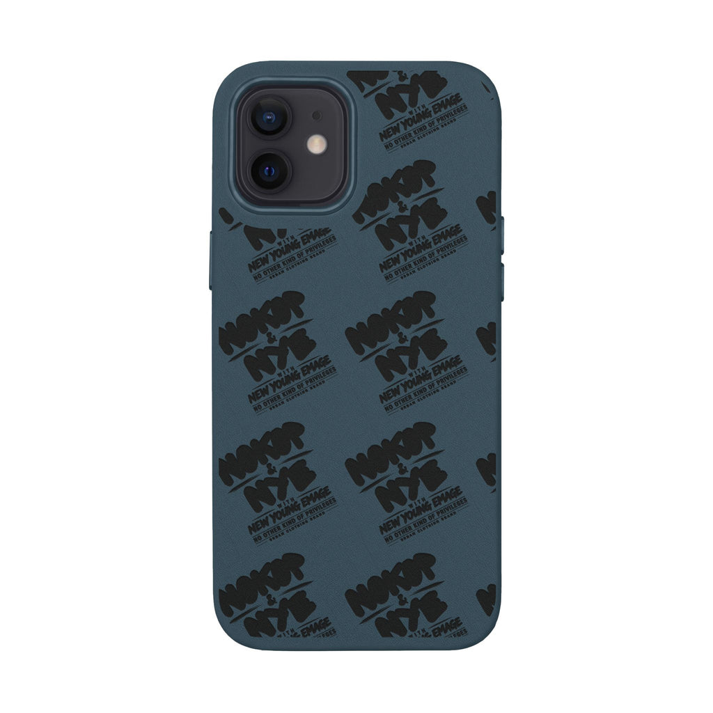Nokop & Nye Engraved PU Leather Phone Case — Sleek Black Protective Case with Subtle Embossed Logo