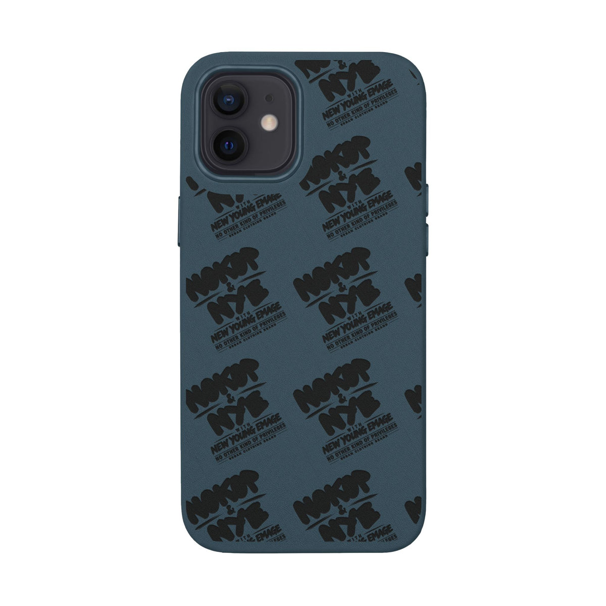 Nokop & Nye Engraved PU Leather Phone Case — Sleek Black Protective Case with Subtle Embossed Logo