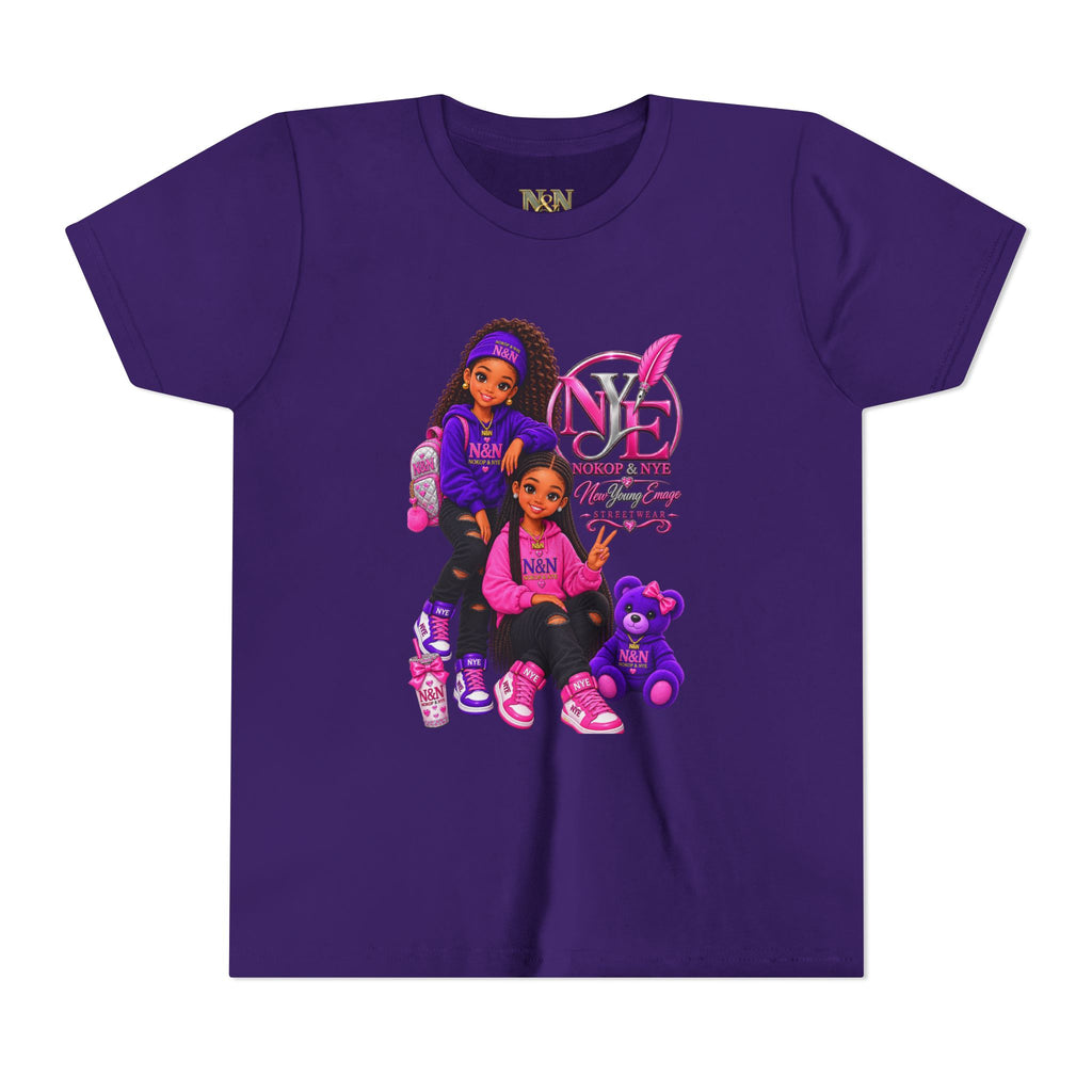 Youth Tee — Pink 'NOKOP & NYE' Streetwear Graphic Tee for Girls