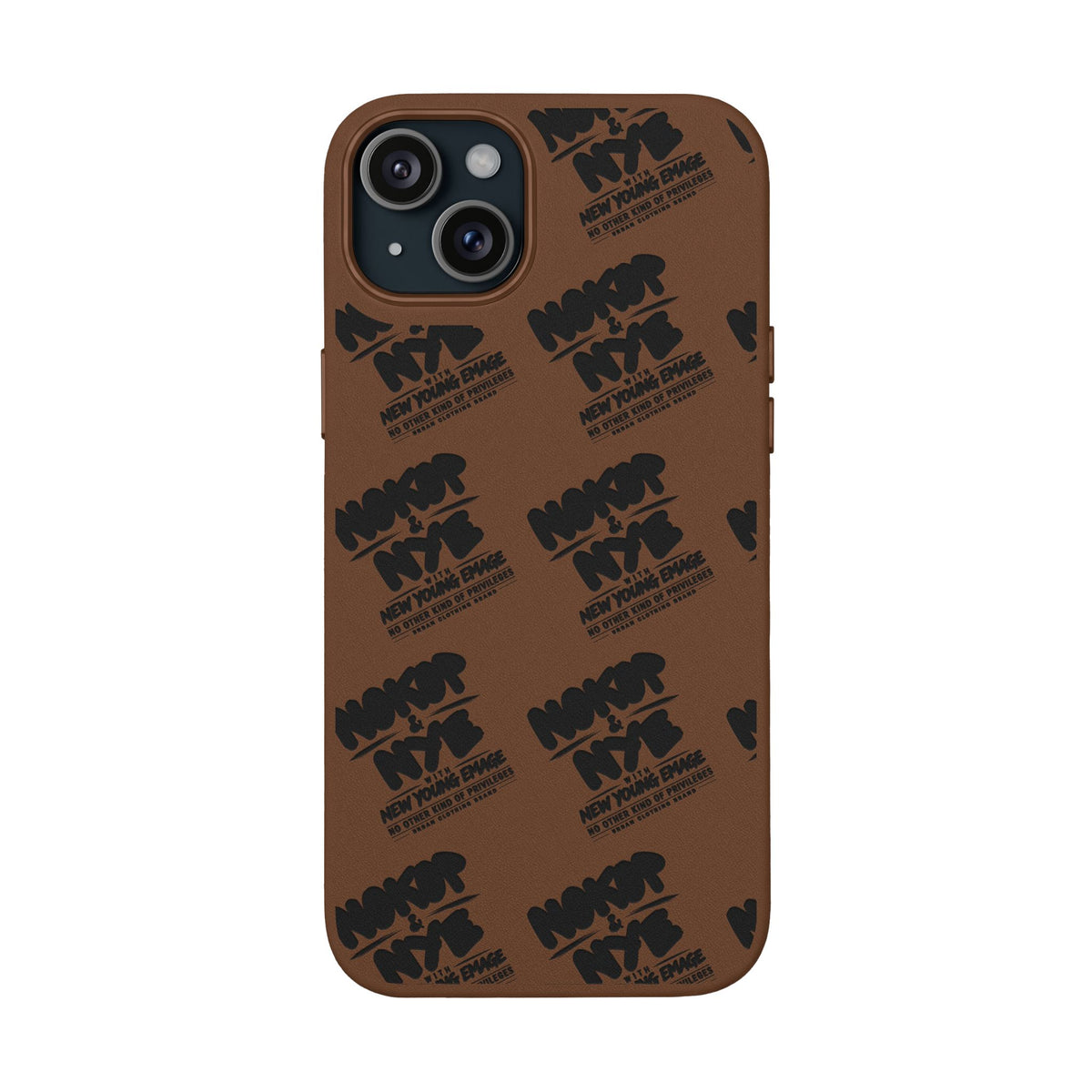 Nokop & Nye Engraved PU Leather Phone Case — Sleek Black Protective Case with Subtle Embossed Logo