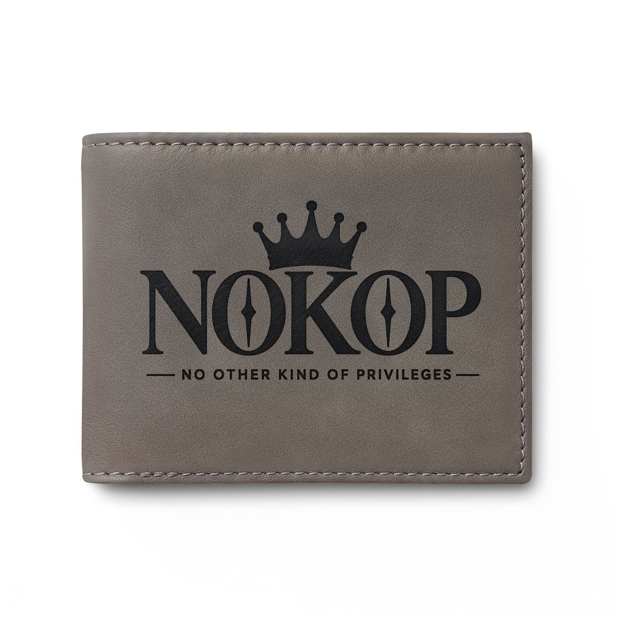NOKOP Crown Bi-Fold Wallet — Leather RFID Flip Wallet with Logo