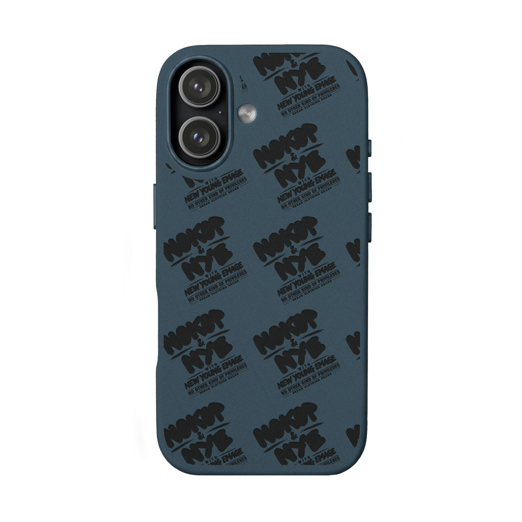 Nokop & Nye Engraved PU Leather Phone Case — Sleek Black Protective Case with Subtle Embossed Logo